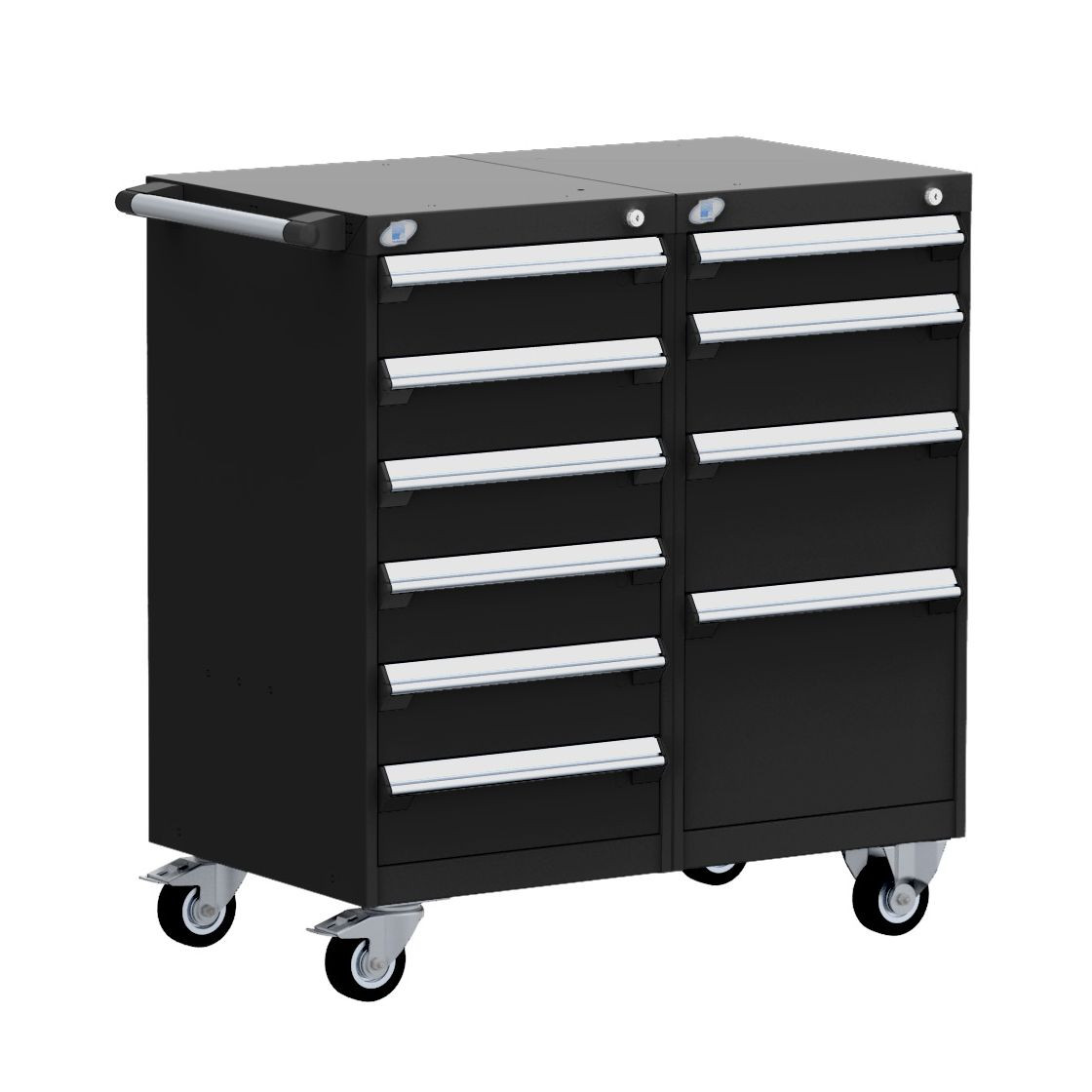 Standard Mobile Double Bank Drawer Cabinet, 10 Drawers, 36 x 27