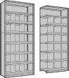 Shelving Unit with Bin Dividers, Closed Adder, 8 shelves, 36 x 24
