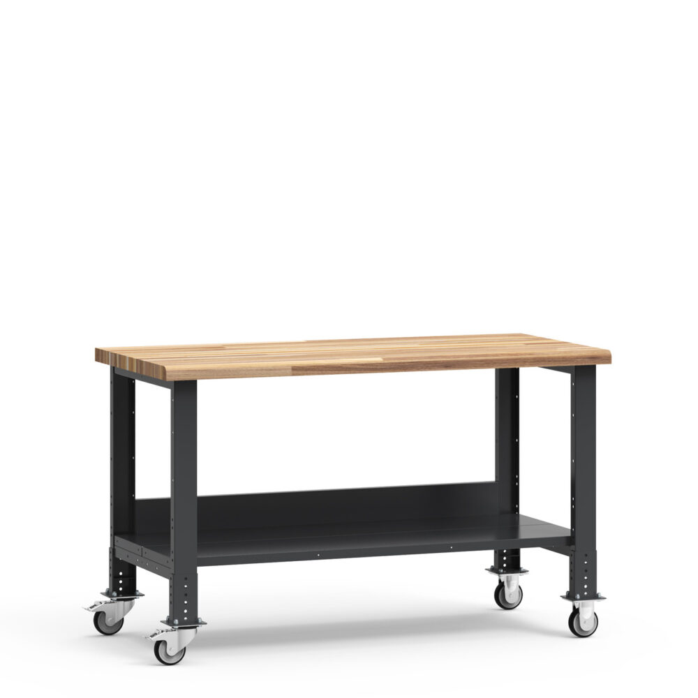 Mobile Workbench, Full Bottom Shelf, Laminated Wood Top, 72" x 30" x 35" high
