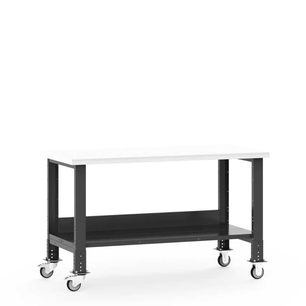 Mobile Workbench, Full Bottom Shelf, Plastic Laminate Top, 72" x 30" x 35" high