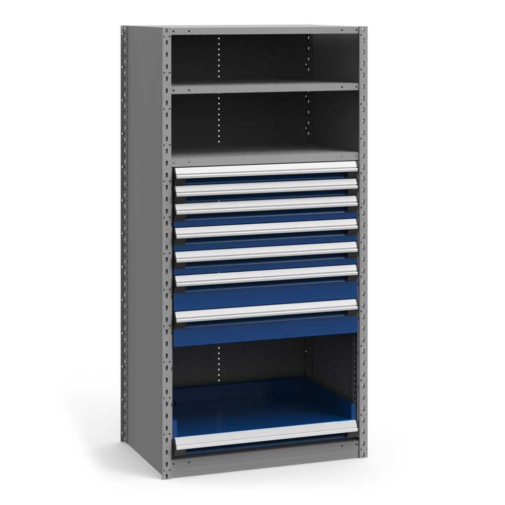 Drawers-in-Shelving Unit, 7 Drawers & 1 Roll-Out Shelf, 48" x 18" x 75"  (4810)