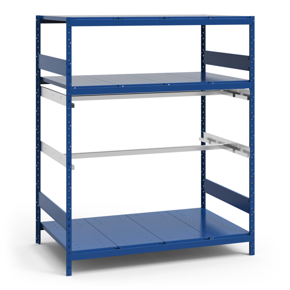 Double Level Single Hang Bar Rack, 60" x 36" x 75" high, Hang Rail & 3 Deck Levels (3475) - Image 5