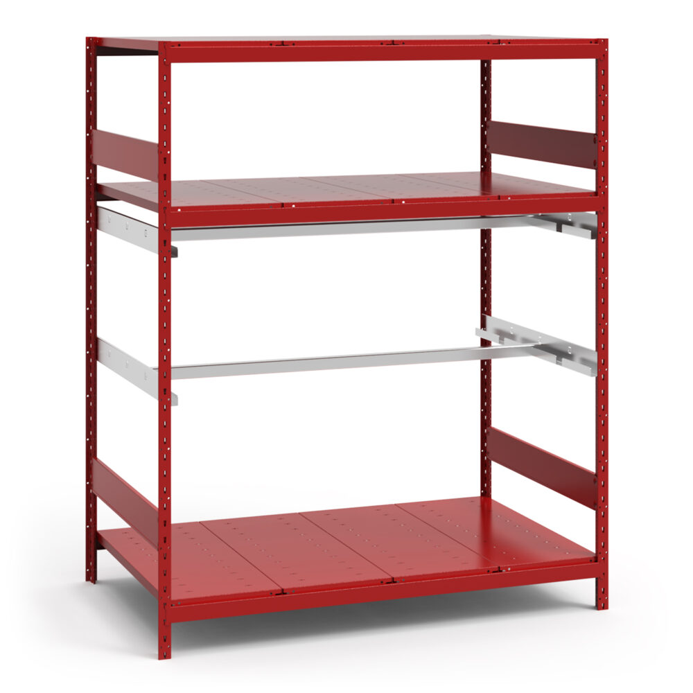 Double Level Single Hang Bar Rack, 60" x 36" x 75" high, Hang Rail & 3 Deck Levels (3475) - Image 4