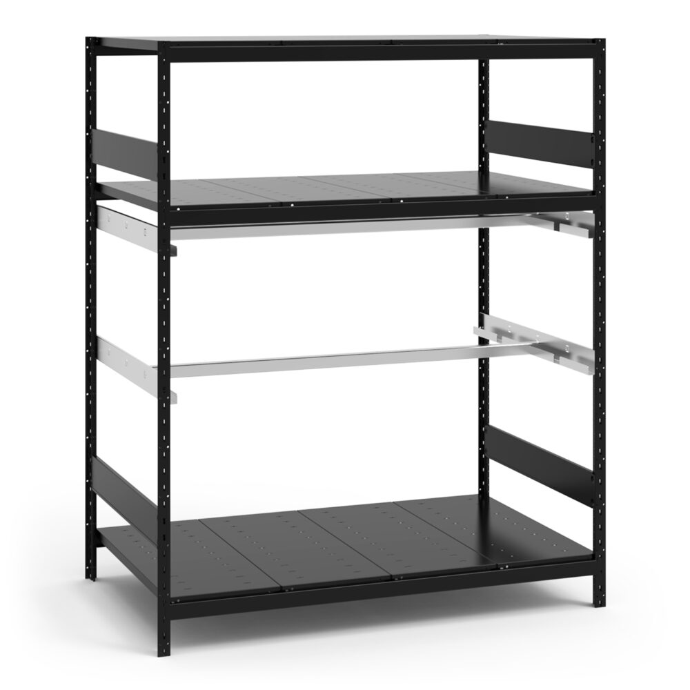 Double Level Single Hang Bar Rack, 60" x 36" x 75" high, Hang Rail & 3 Deck Levels (3475) - Image 3