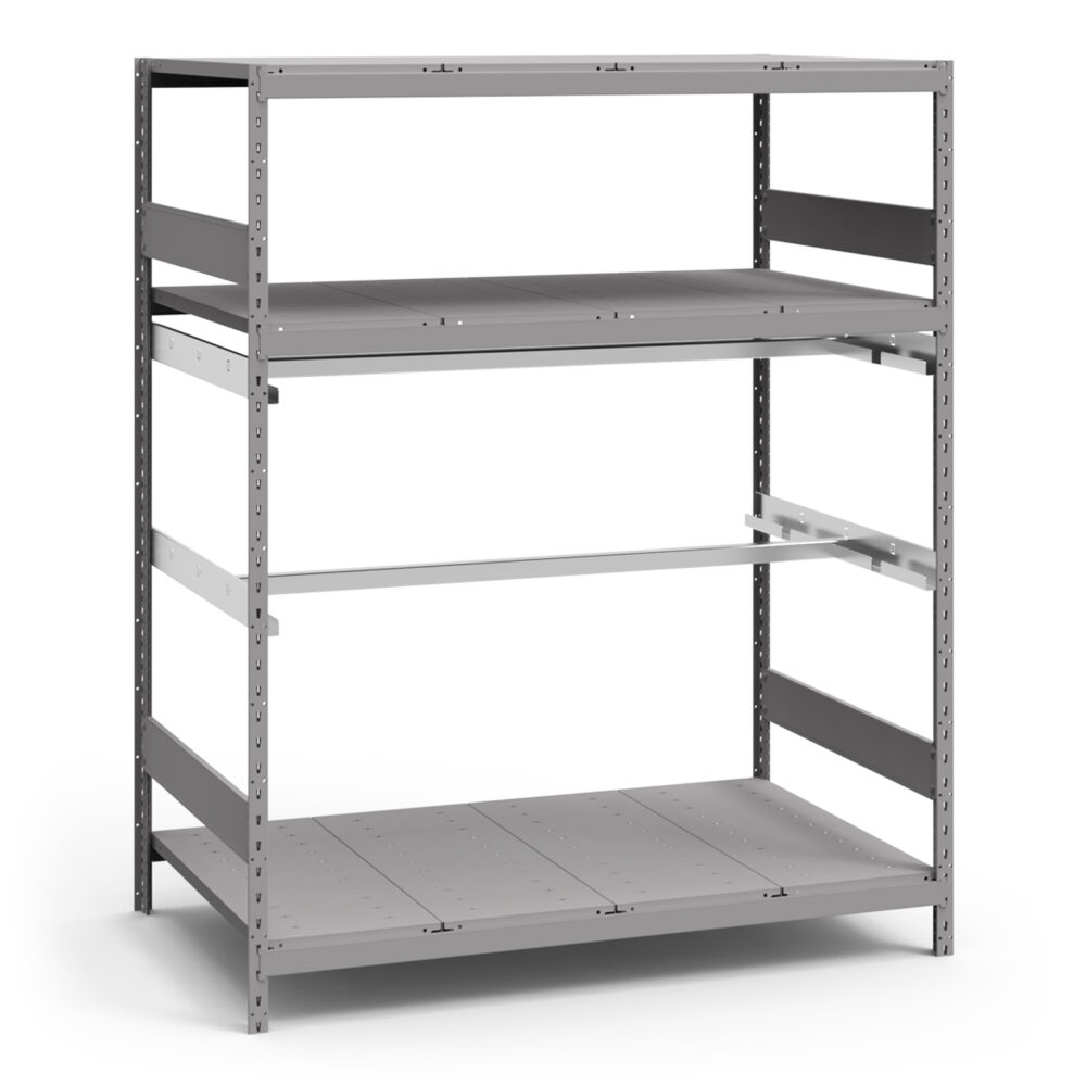 Double Level Single Hang Bar Rack, 60" x 36" x 75" high, Hang Rail & 3 Deck Levels (3475) - Image 6